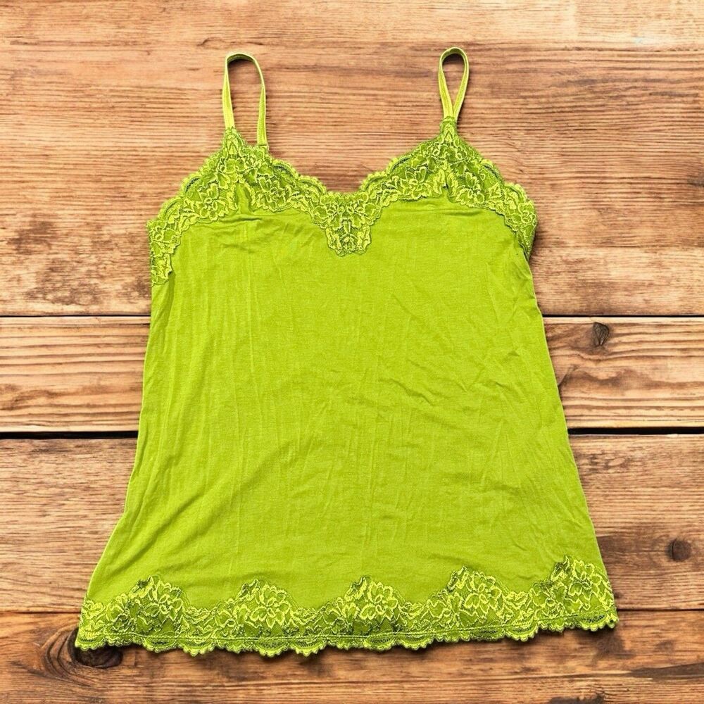 LANE BRYANT Lace Trim Cami‎ Tank Top Women’s Sz 14/16 Lime Green Y2K Layering